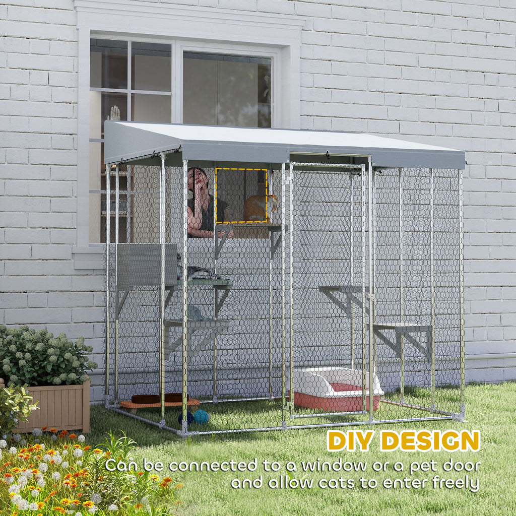 Galvanized Steel Large Catio with Canopy and Platforms – view 9