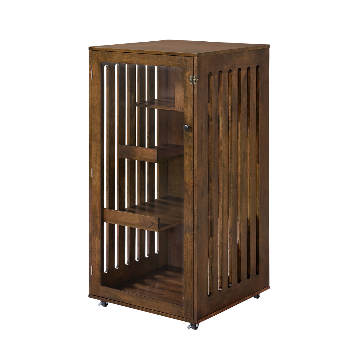 Indoor Rubber Wood Cat Cabinet with Wheels – view 13