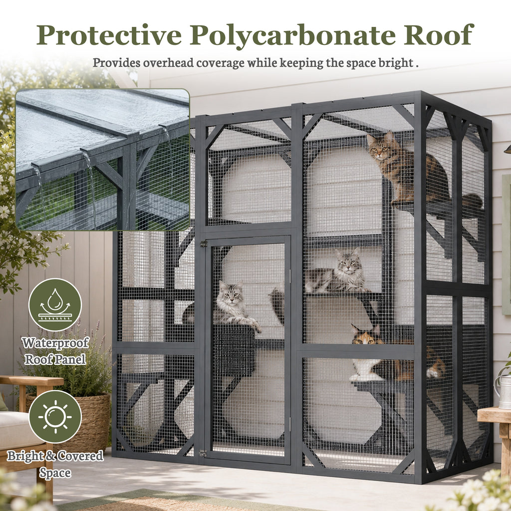 71" Outdoor Cat Enclosure with Waterproof Roof – view 8