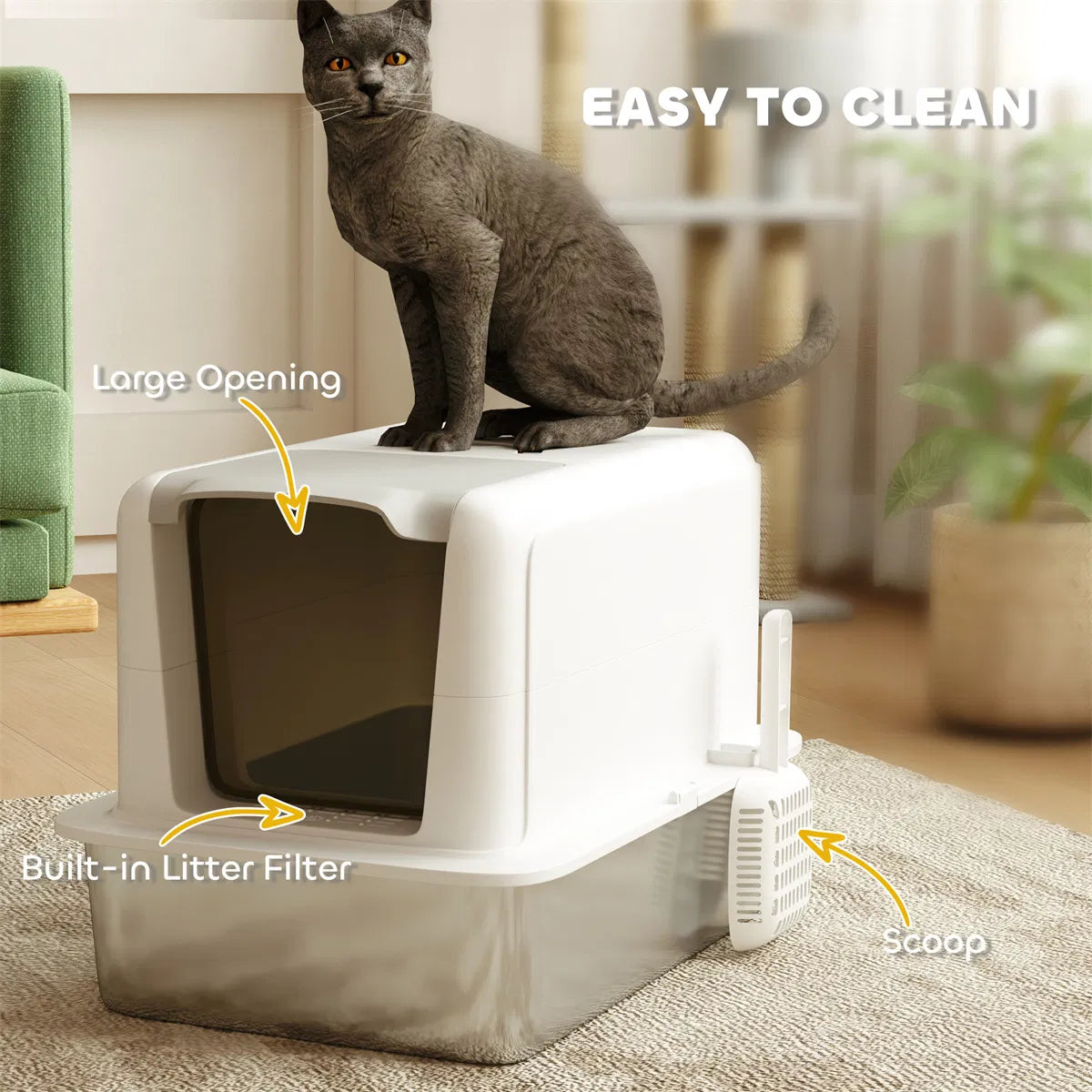 Cat Litter Box with Enclosed Design for Odor Control – view 9
