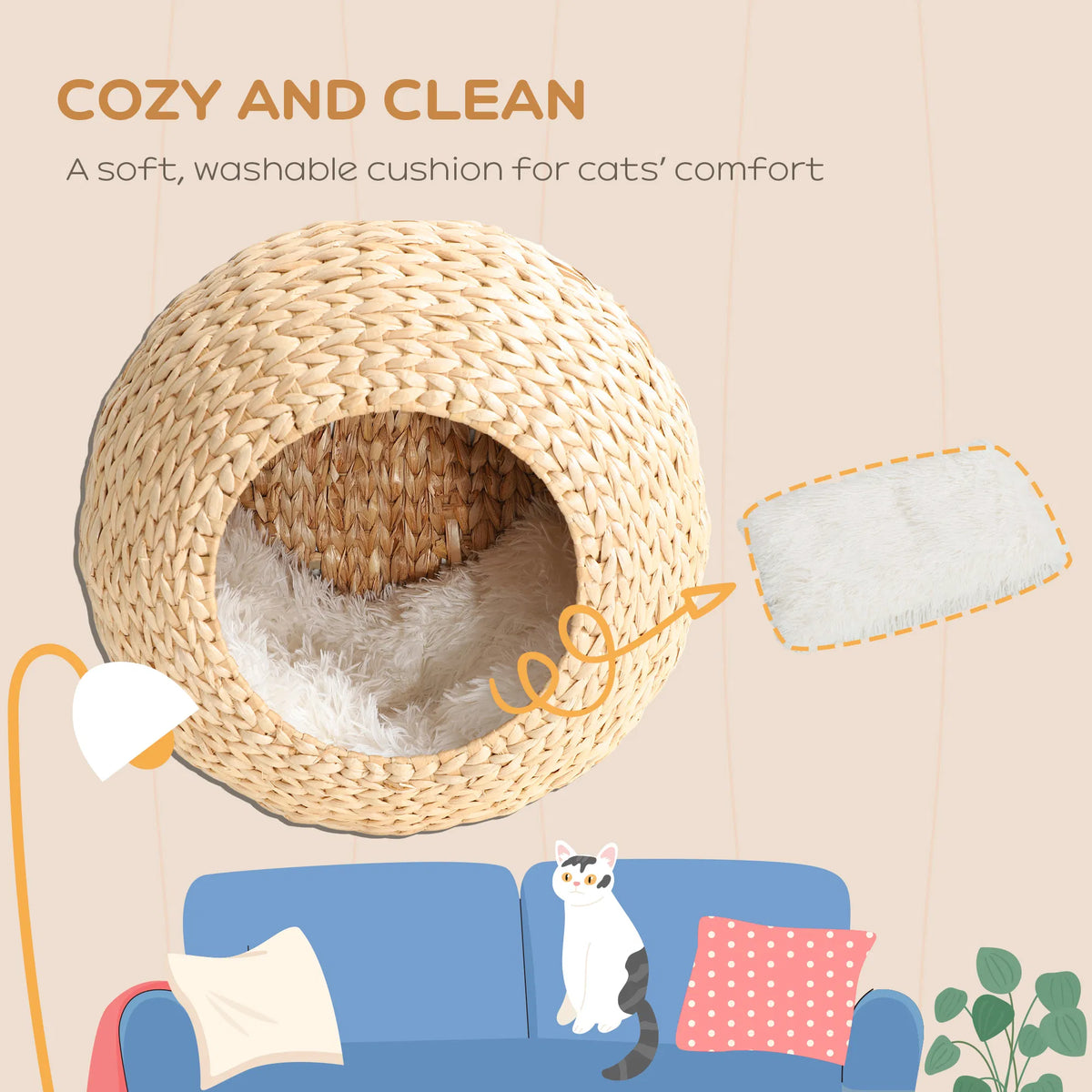 Wall Mounted Cat Shelf with Washable Cushion – view 7