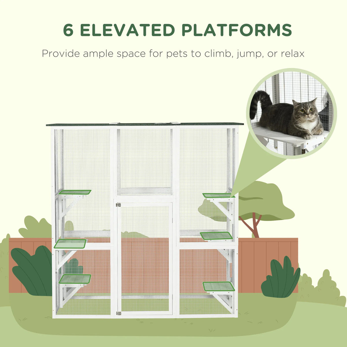 Large Outdoor Catio Enclosure for Cats with Platforms – view 7