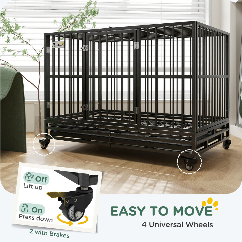 Heavy Duty Dog Crate with Lockable Wheels and Double Doors – view 9