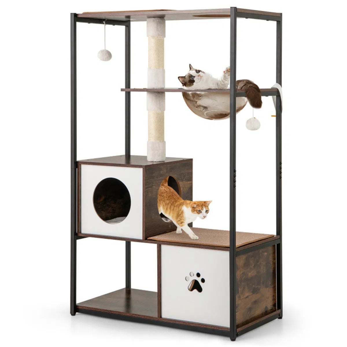 Stylish Wood-Metal Cat Tree with Multiple Resting Areas – view 10