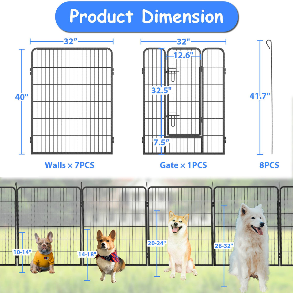 Heavy-Duty 8 Foldable Panels Dog Playpen – view 9