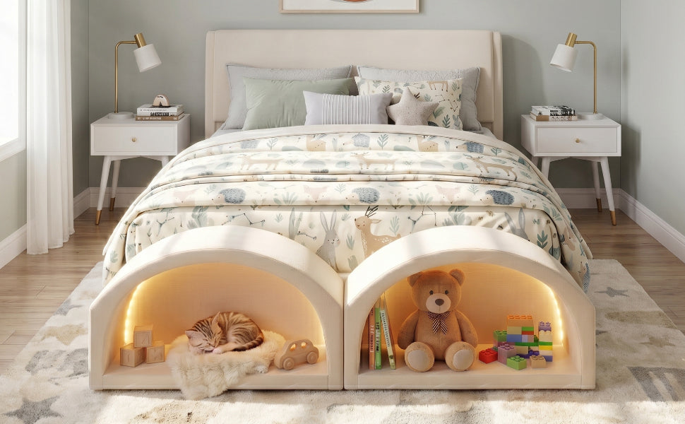 Queen Size Bed Frame with Cat Caves – view 9
