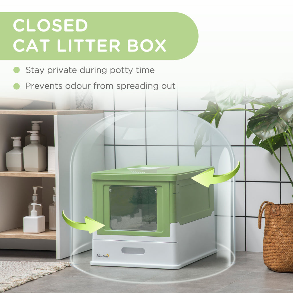 Fully Enclosed Cat Litter Box with Front Entry and Top Exit – view 7