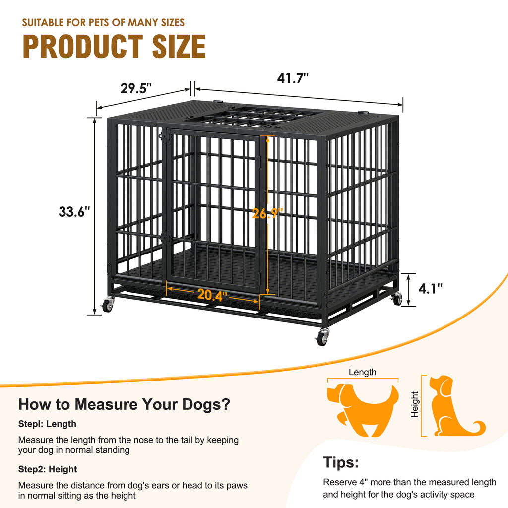Heavy Duty Dog Crate with Lockable Wheels – view 8