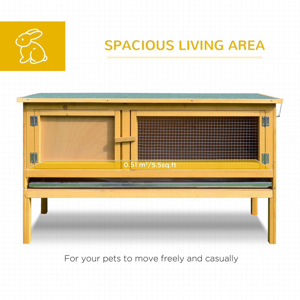 Wooden Rabbit Hutch with Openable Roof for Small Animals – view 9