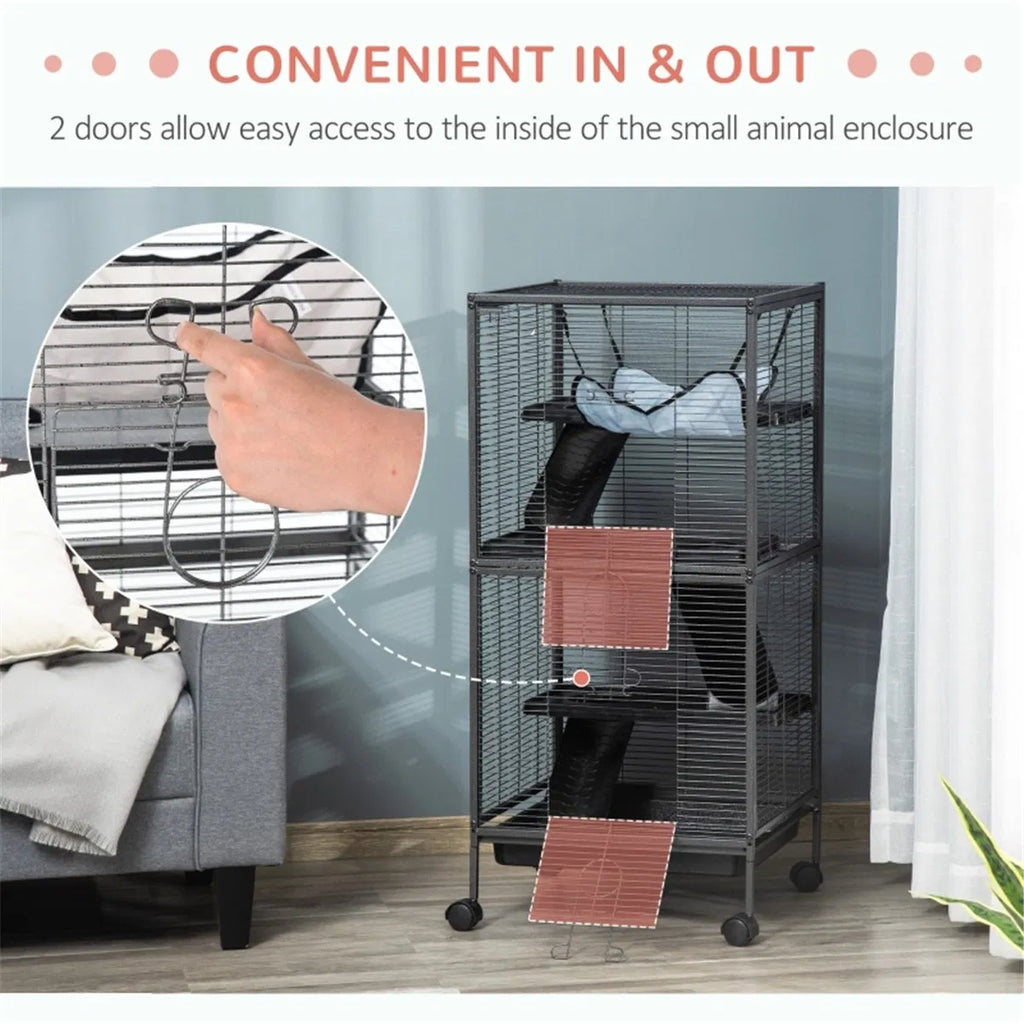 Small Animal Cage with Wheels and Hammock – view 7