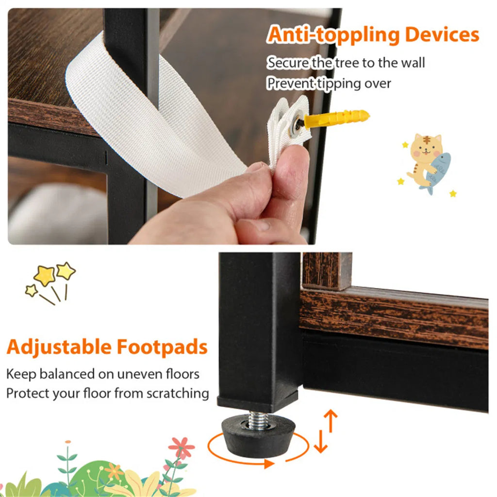 Stylish Wood-Metal Cat Tree with Multiple Resting Areas – view 12
