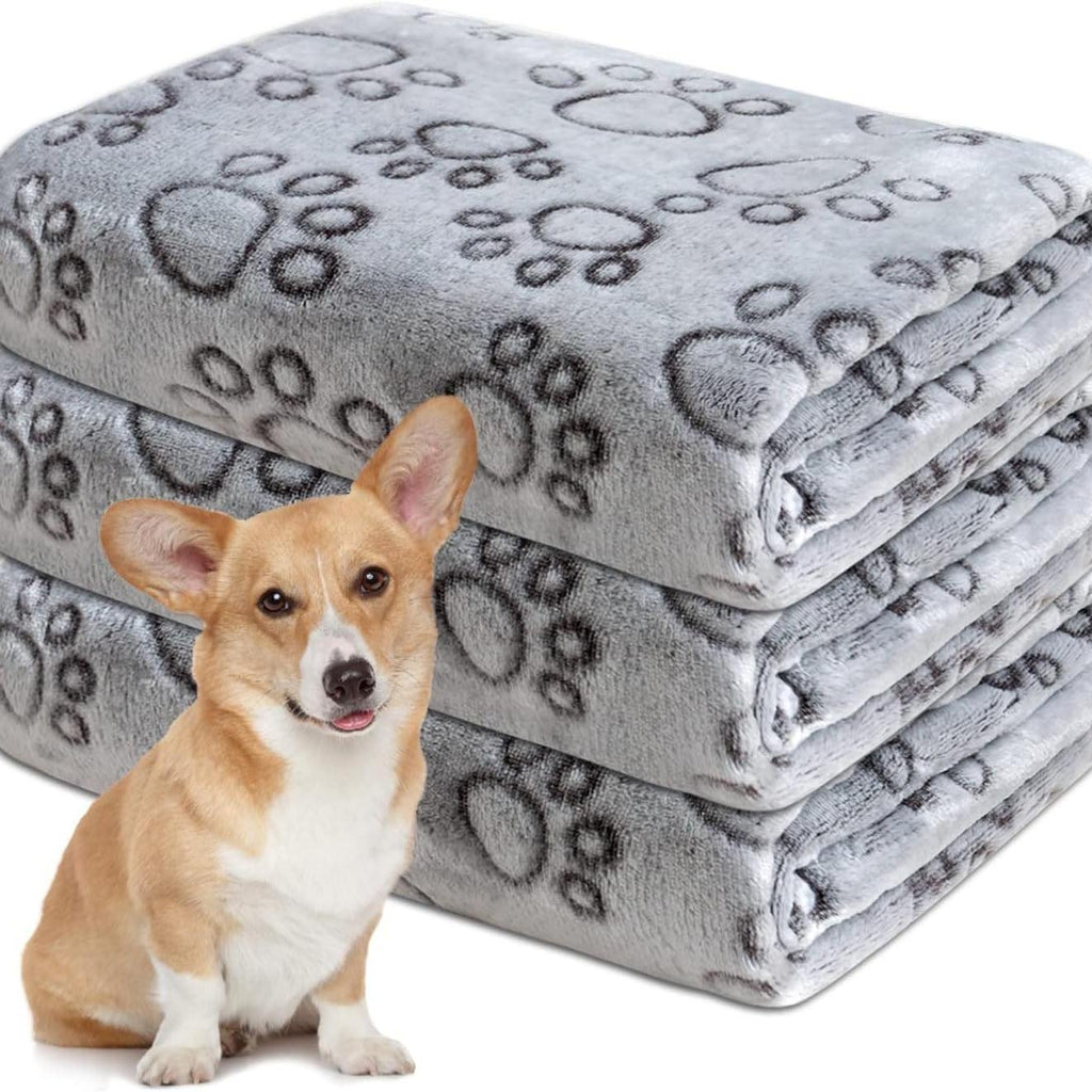 3 Pack Soft Plush Paw Print Dog Blanket – view 7