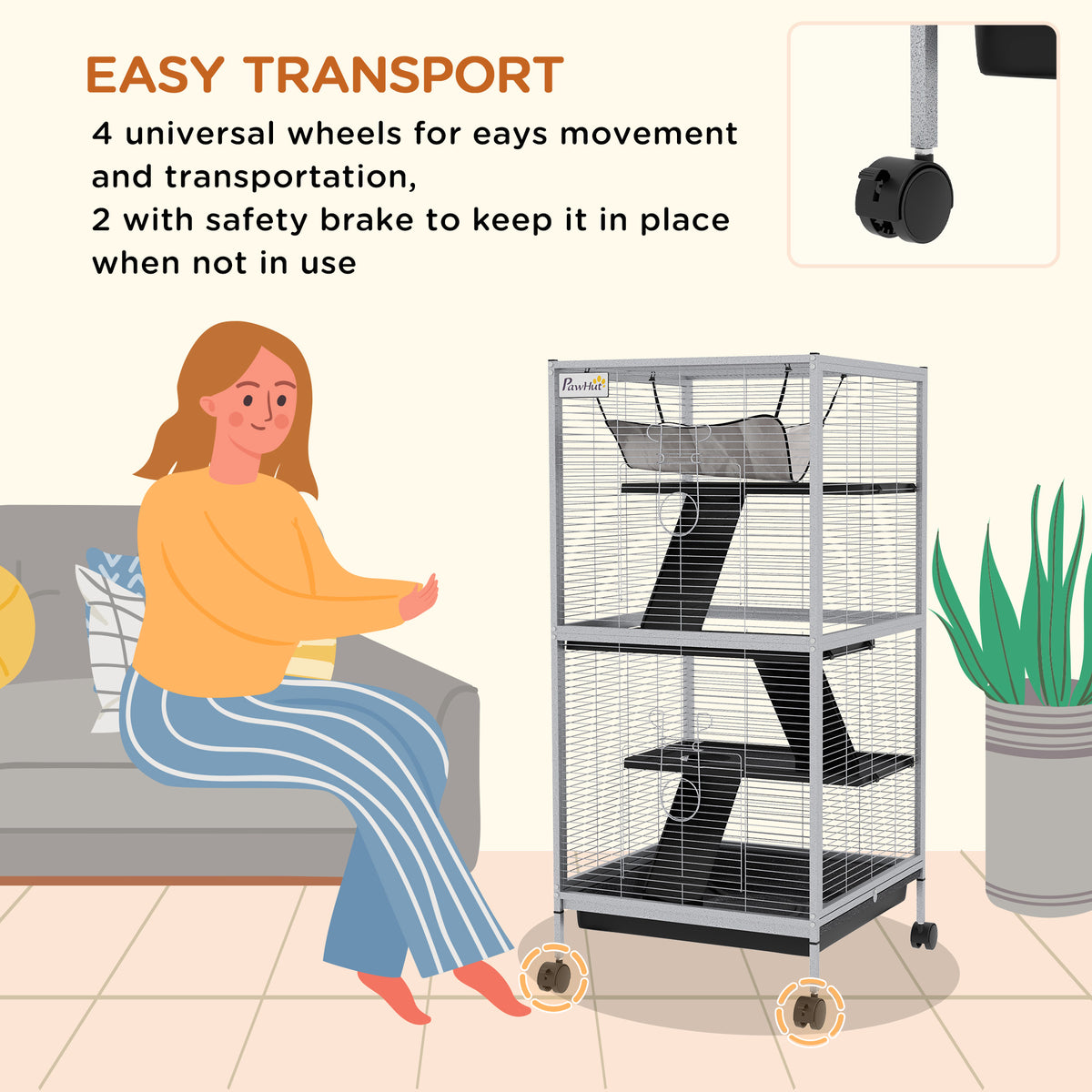 Rolling Small Animal Cage with Hammock for Ferrets and Chinchillas – view 9