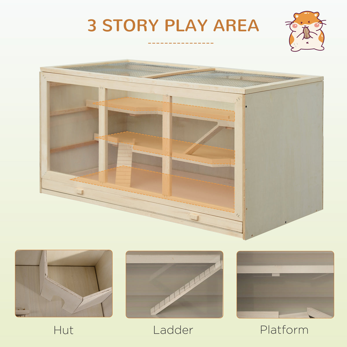 Wooden Hamster Cage with Multi-Level Design and Opening Roof – view 7
