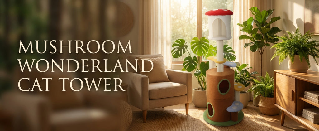Mushroom Cat Tree with Condo and Plush Perches – view 12