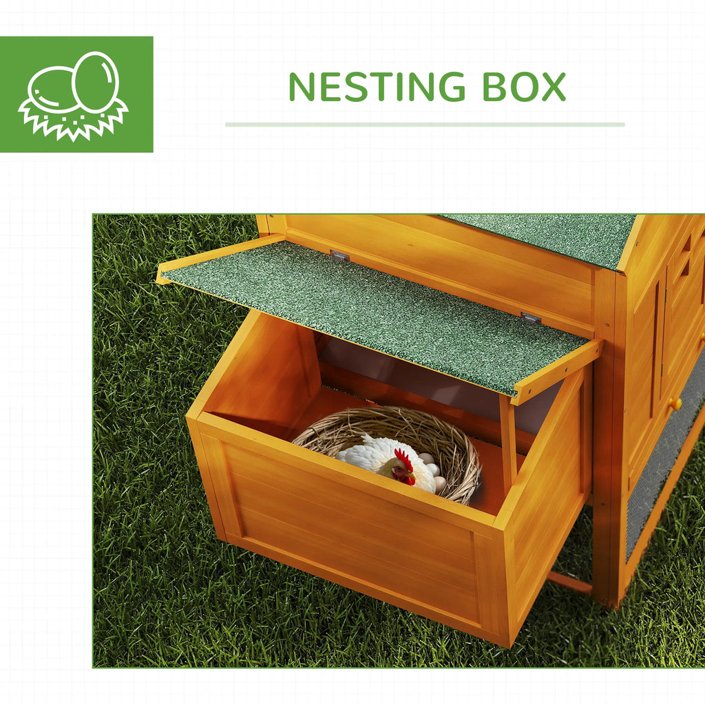 117" Extra Large Chicken Coop with Nesting Box and Slide-out Tray