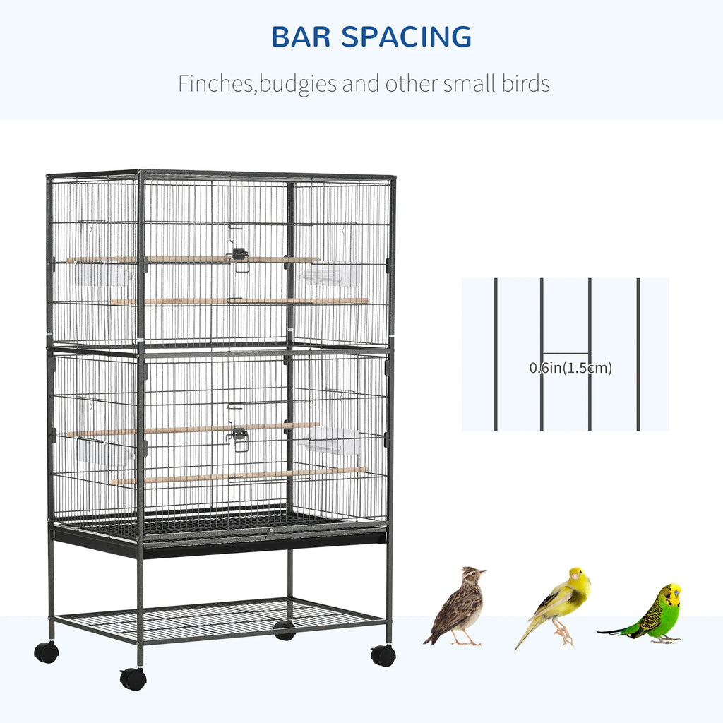 Large Rolling Bird Cage with Storage and Perches – view 7