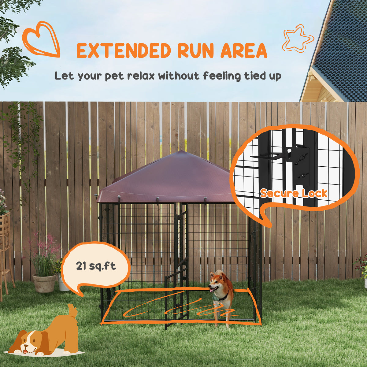 Outdoor Dog Kennel with Waterproof Canopy for Comfort – view 7