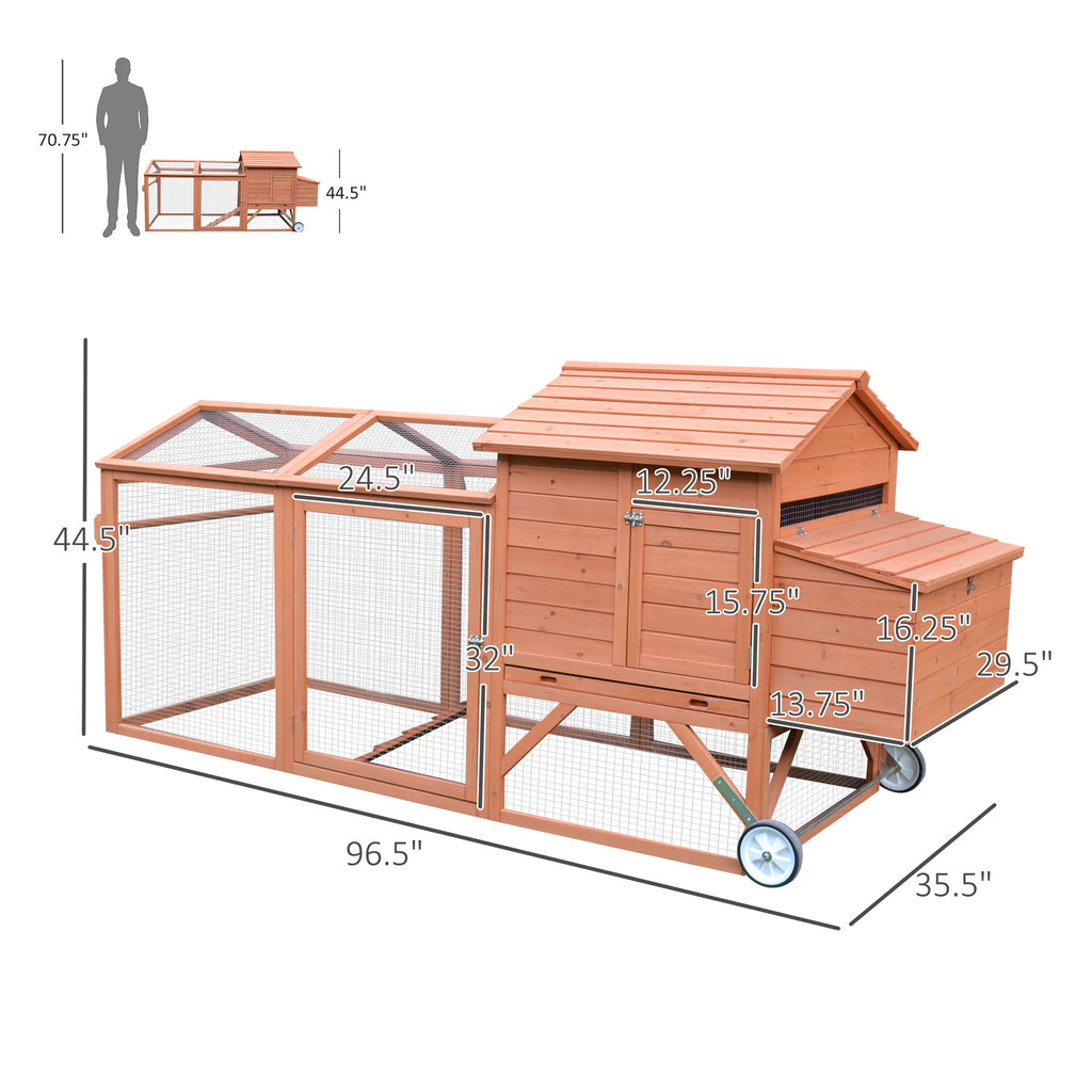 Wooden Chicken Coop with Nesting Box and Wheels – view 7
