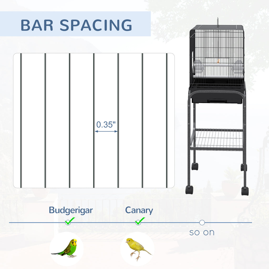 Metal Indoor Bird Cage with Rolling Stand and Accessories – view 8
