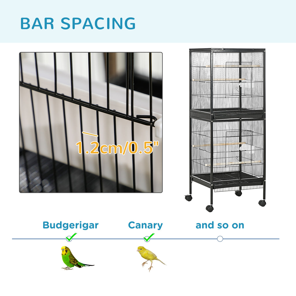 2-In-1 Bird Cage Aviary with Wheels for Parakeets and Finches – view 7