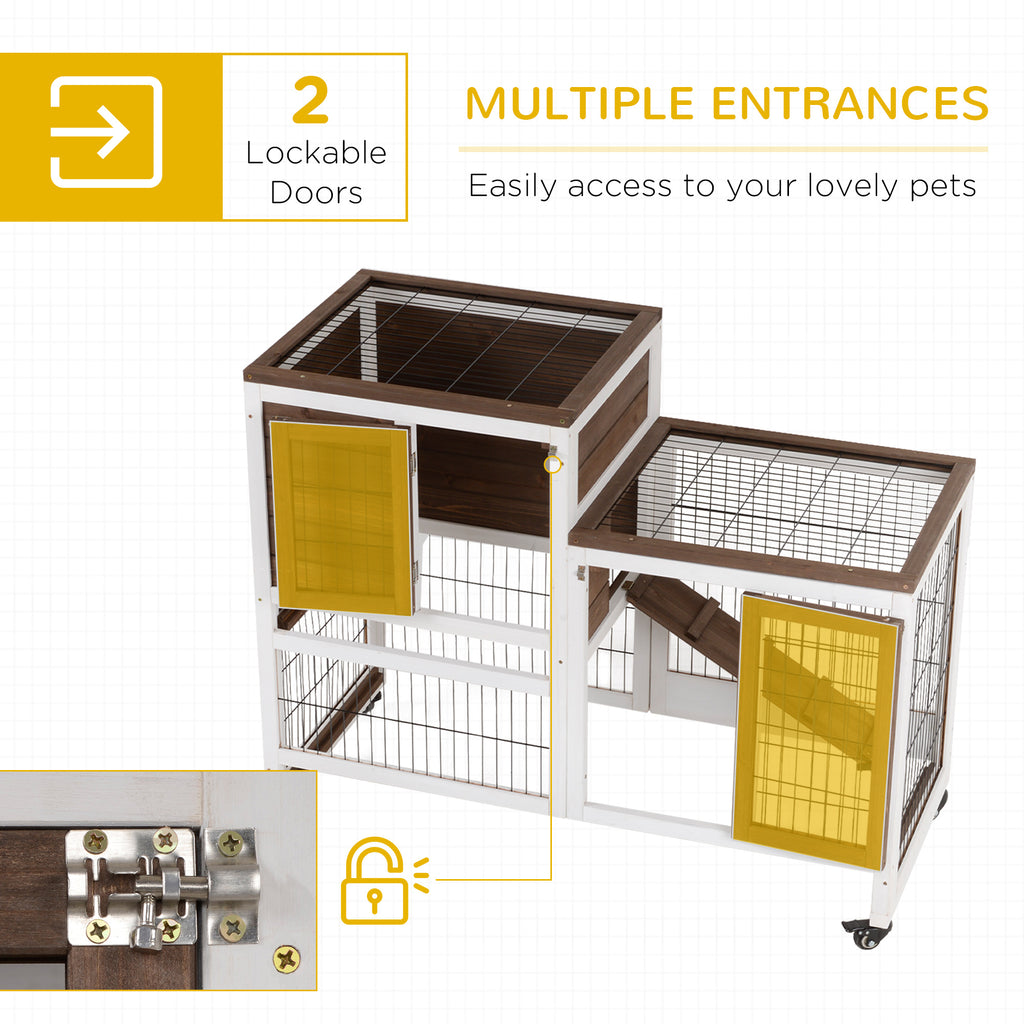 Wooden Rabbit Hutch with Enclosed Run and Wheels – view 7