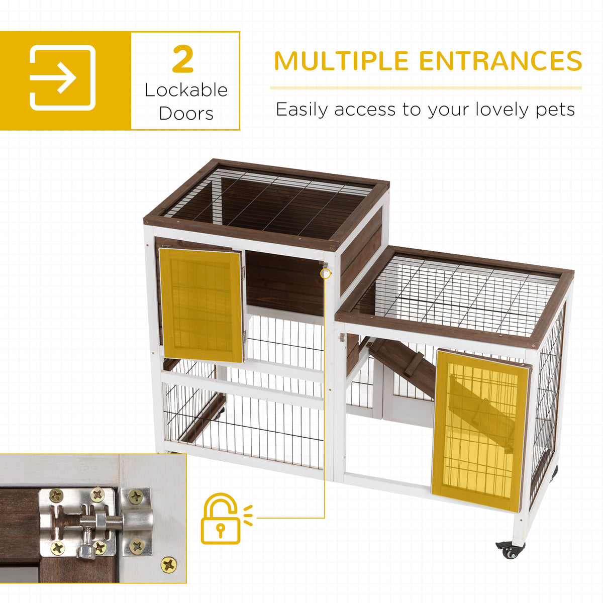 Wooden Rabbit Hutch with Enclosed Run and Wheels – view 7