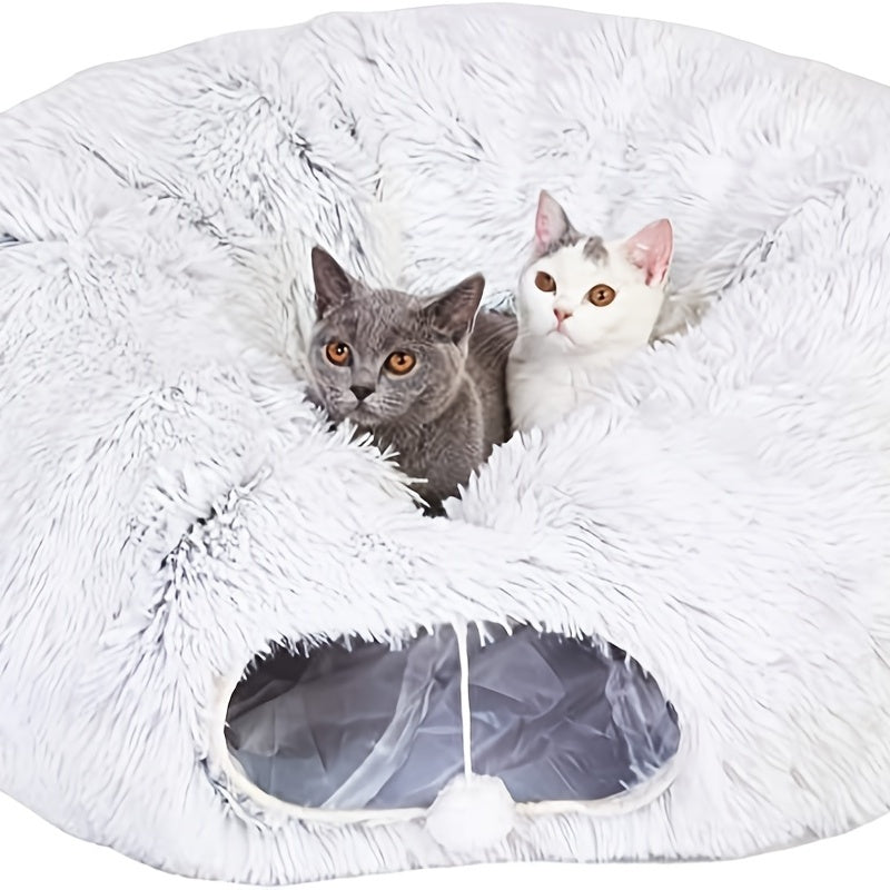 Calming Cat Tunnel Bed – Gray