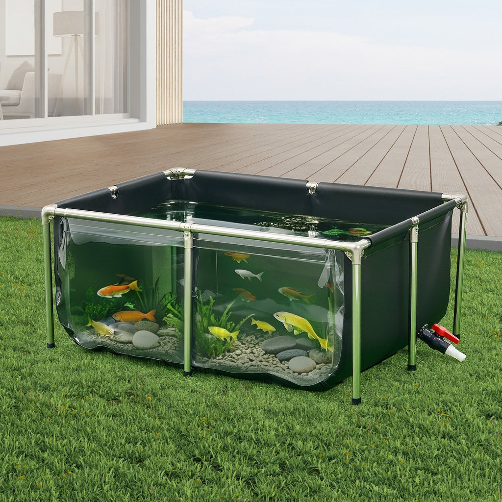 Canvas Fish Pond With Clear Viewing Panel for Easy Maintenance – Black