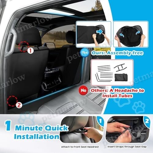 Car Divider Back Seat Barrier for Midsized Pickup – view 4