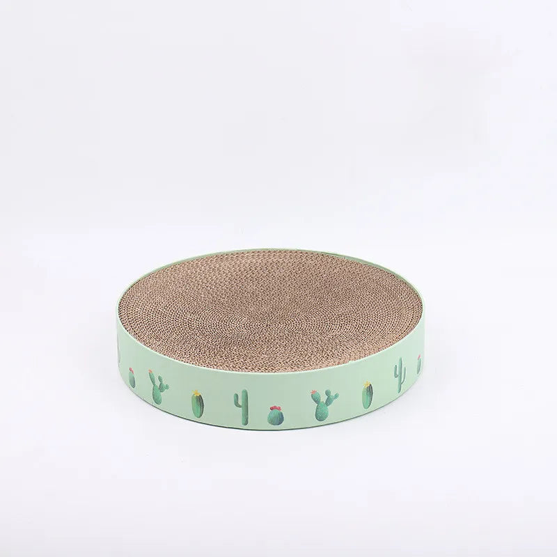 Cardboard Loop for Cats with Cactus Design - Modern Style Scratcher – Green / S