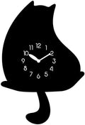 Cartoon-Style Cat-Shaped Pendulum Wall Clock