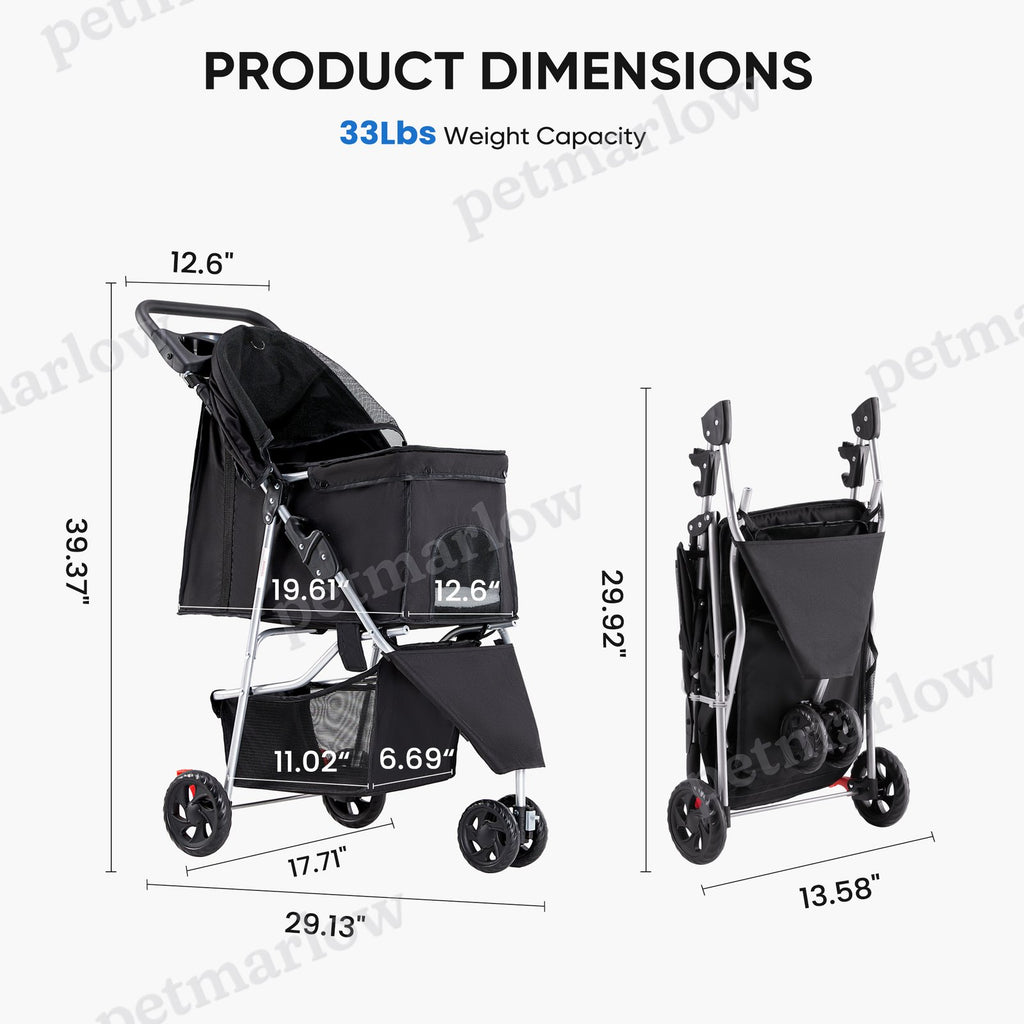 Pet Cart for Cats and Dogs - Sturdy and Stylish Stroller – view 3