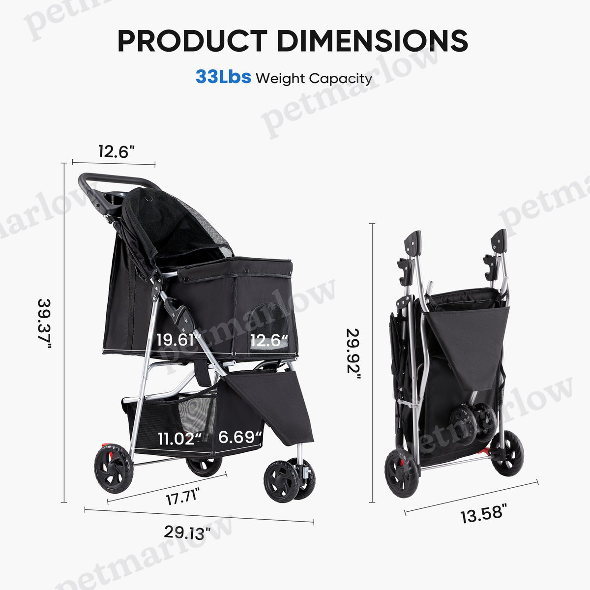 Pet Cart for Cats and Dogs - Sturdy and Stylish Stroller – view 3