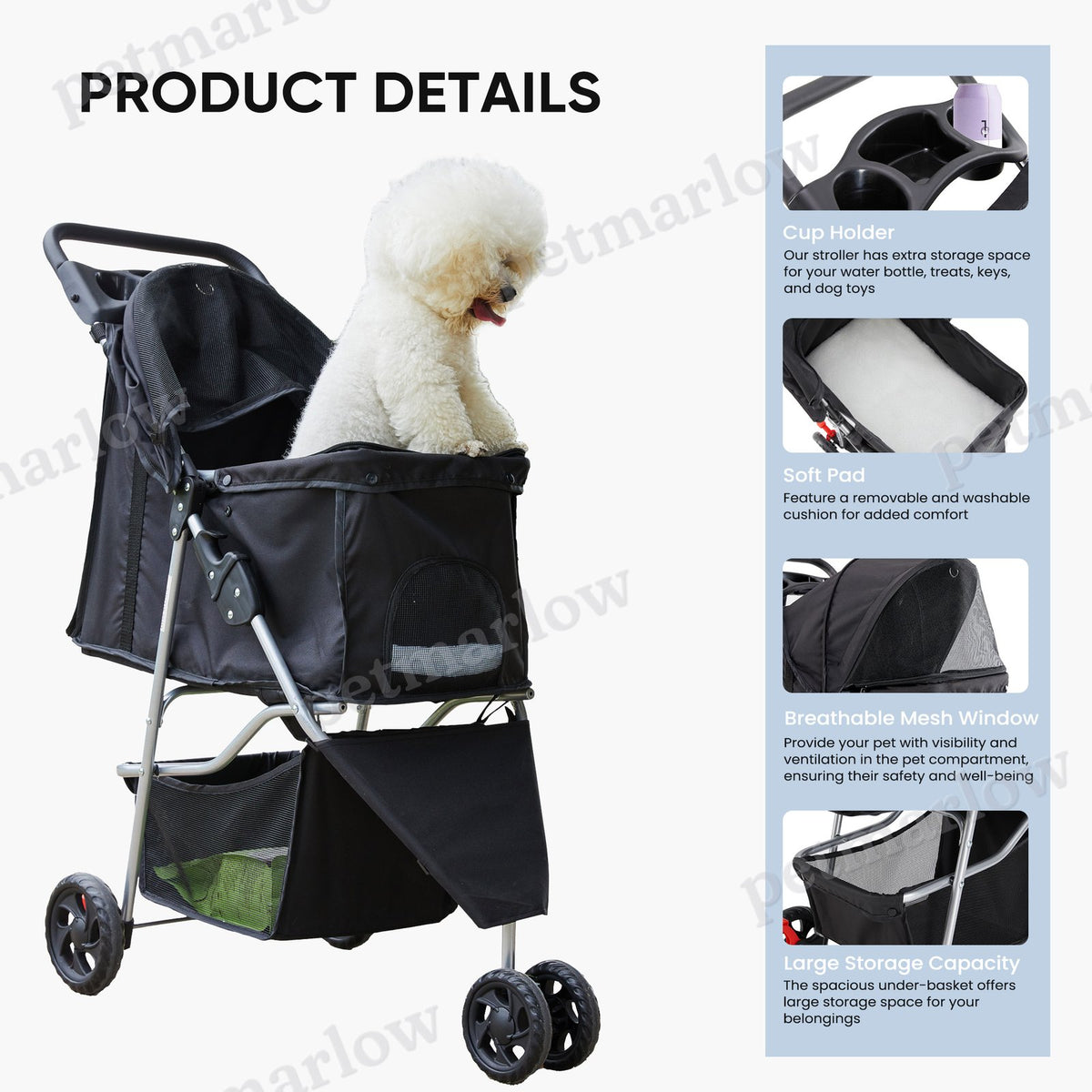 Pet Cart for Cats and Dogs - Sturdy and Stylish Stroller – view 4