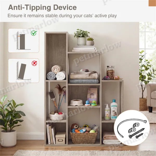 Cat Bookshelf Cabinet with Climbing Platforms – view 3