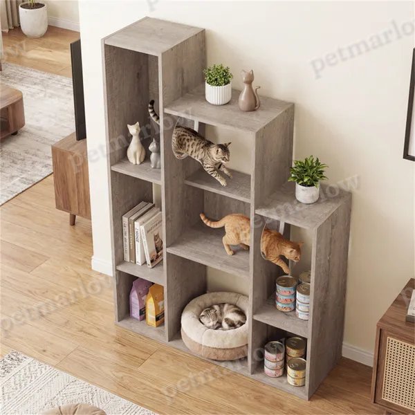 Cat Bookshelf Cabinet with Climbing Platforms – view 4