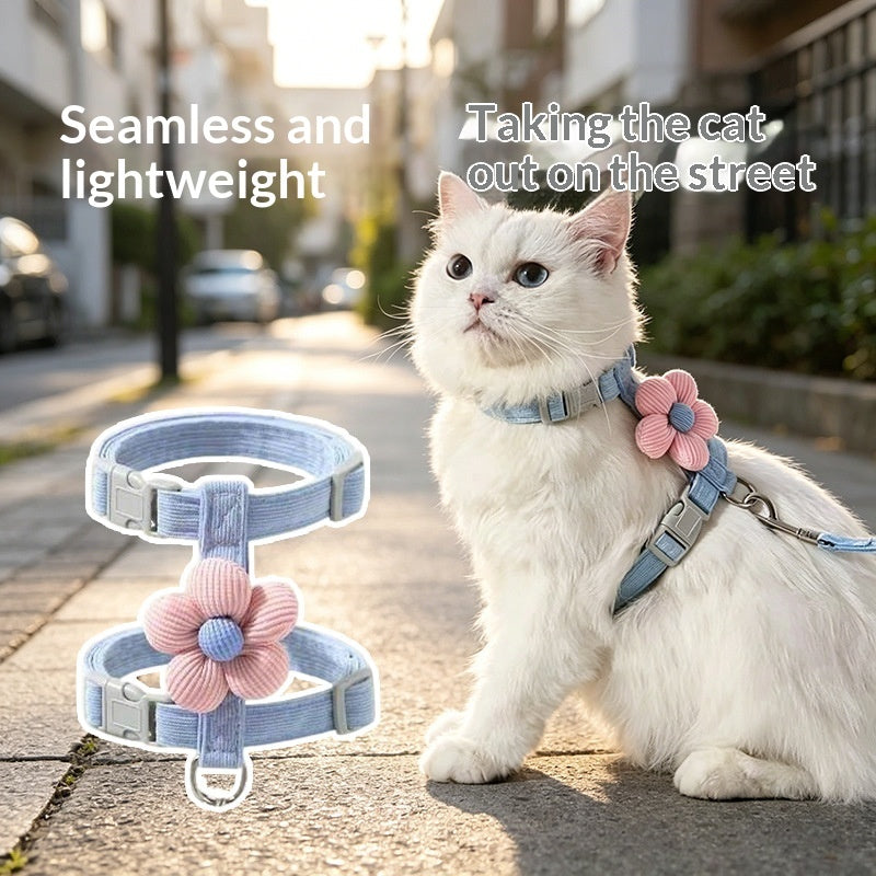 Cat Cartoon Leash For Outdoor Use With I-shaped Adjuster To Prevent Escape