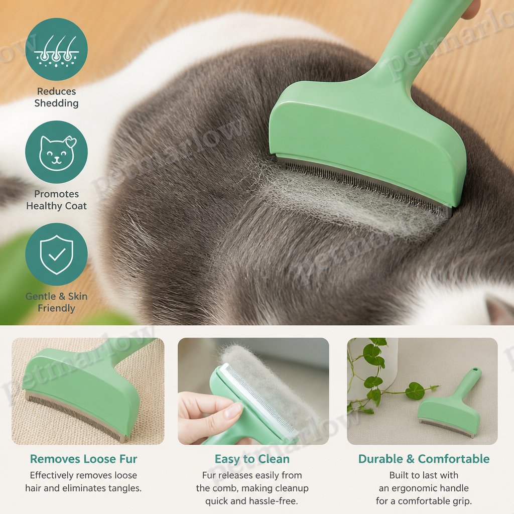 Cat Deshedding Undercoat Rake – Extra-Wide Grooming Tool for Loose Fur & Long Hair – view 6