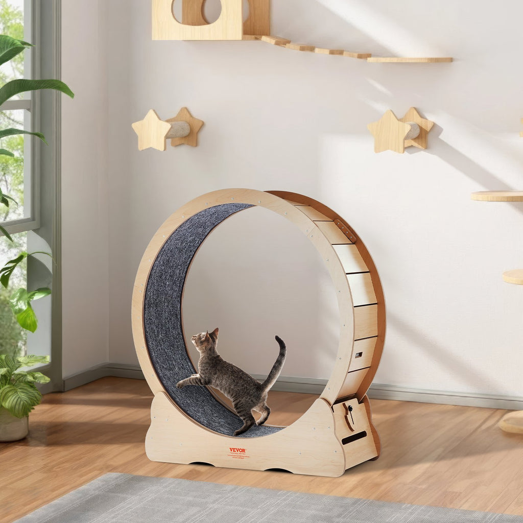 Cat Exercise Wheel for Indoor Cats – 43.3" Large Treadmill – Natural