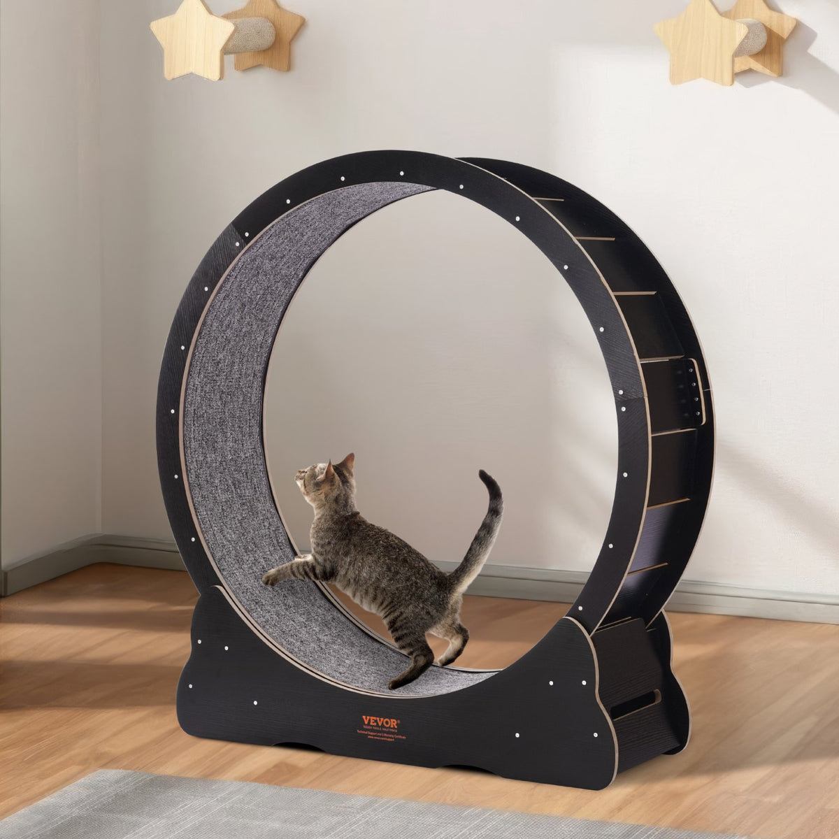 Cat Exercise Wheel for Indoor Cats - Large Treadmill for Play – Black