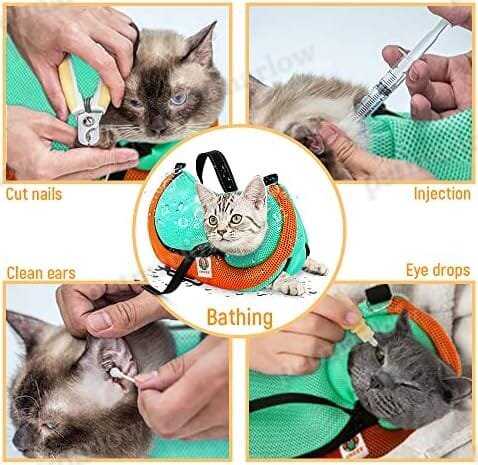 Cat Grooming Bag Adjustable Cat Bathing Bag Anti Scratch Bite Restraint Bag – view 3