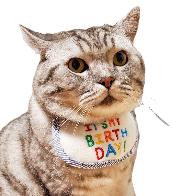 Cat Holiday Birthday Triangle Bib Scarf