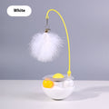 Cat Interactive Toy Funny Tumbler Toy Kitten Exercise Catching Leaky Food Ball Teaser Feather Wand Toys For – White