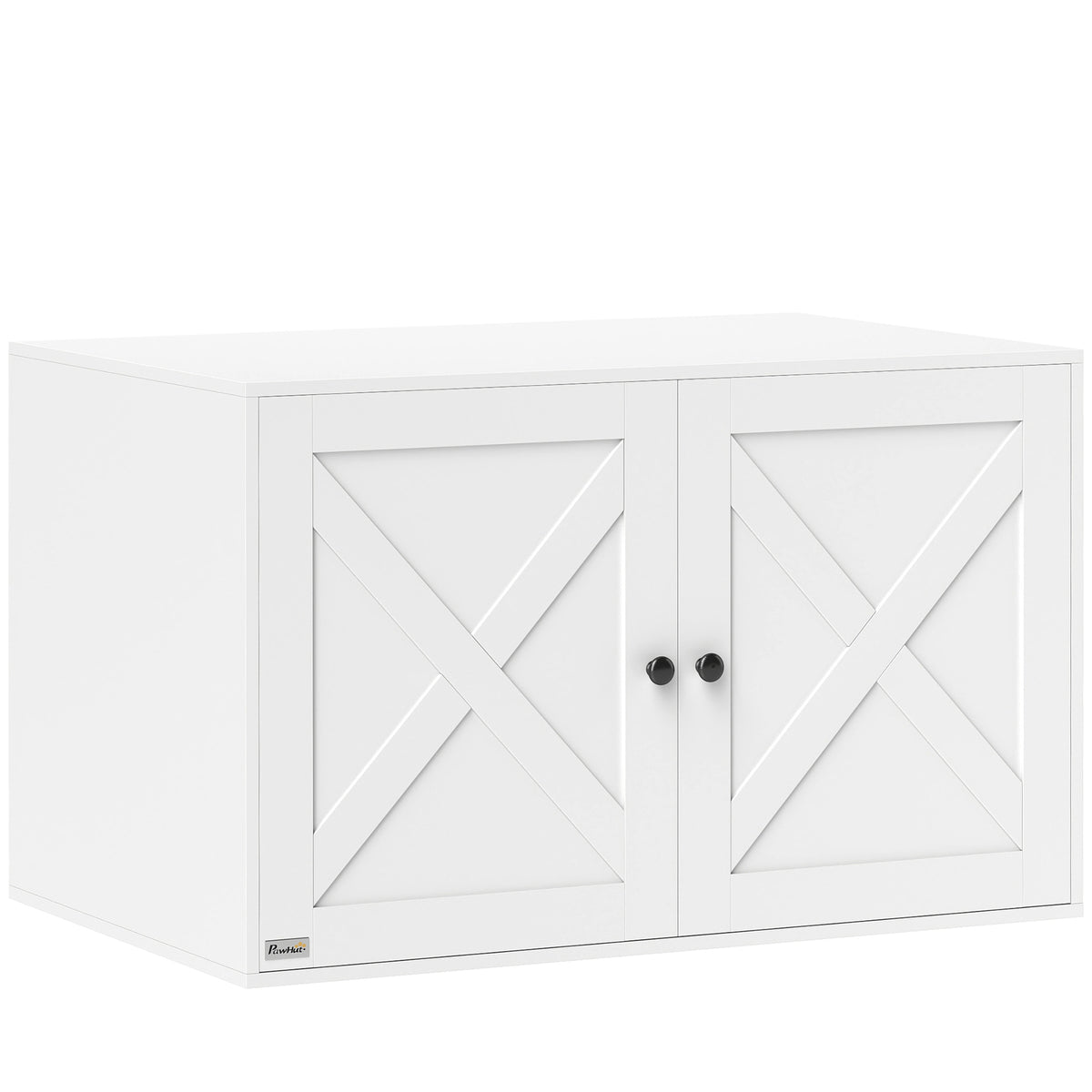 Cat Litter Box Enclosure with Barn Door for Stylish Privacy – White / 900x600x140 mm