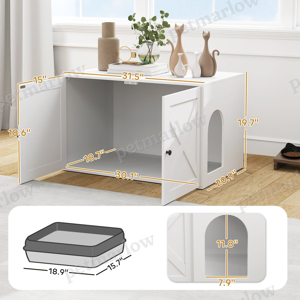 Cat Litter Box Enclosure with Barn Door for Stylish Privacy – view 4