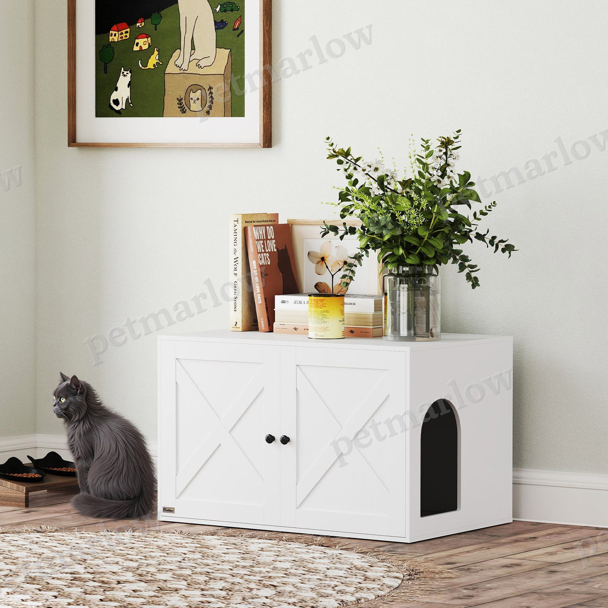Cat Litter Box Enclosure with Barn Door for Stylish Privacy – view 6