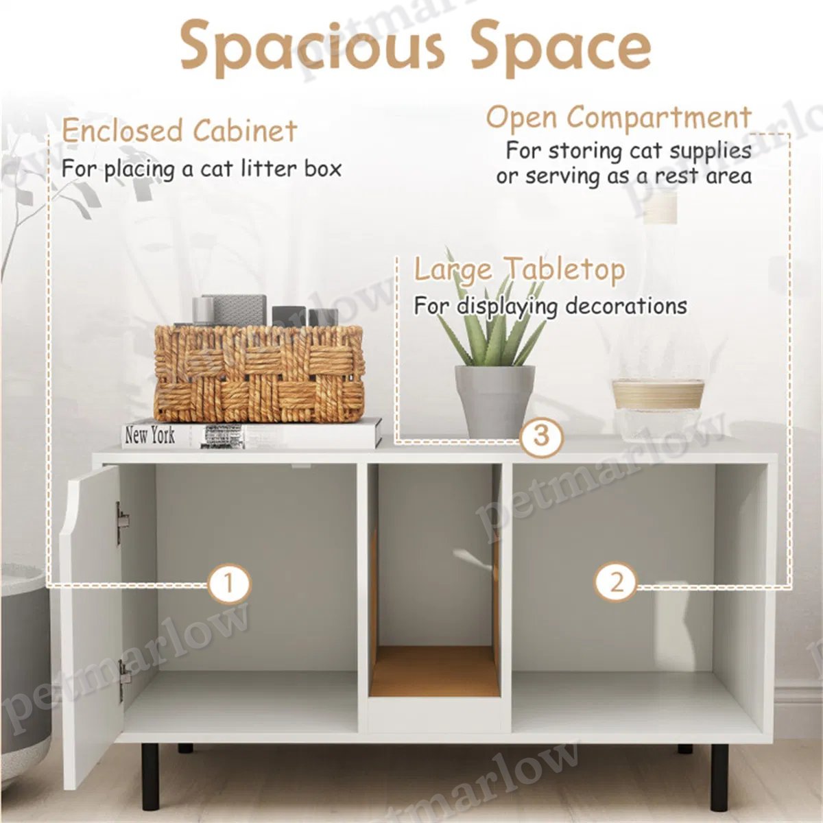 Cat Litter Box Enclosure with Double-Room Design – view 3