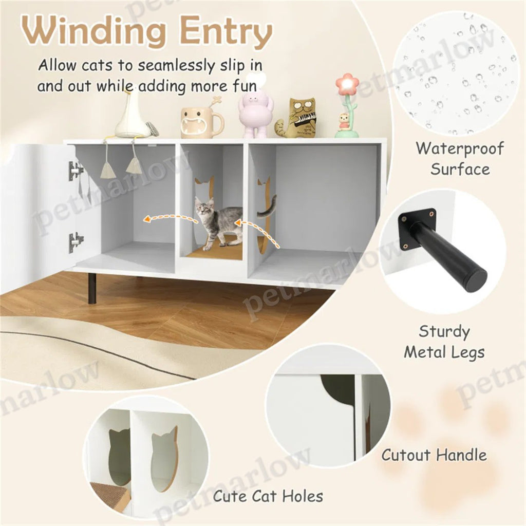 Cat Litter Box Enclosure with Double-Room Design – view 4
