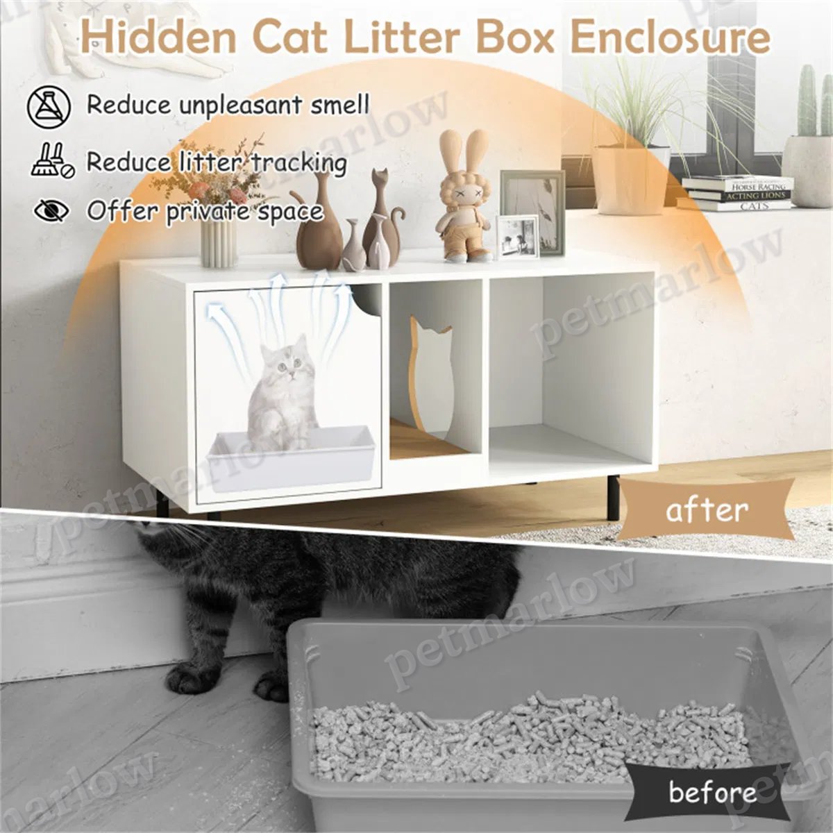 Cat Litter Box Enclosure with Double-Room Design – view 6